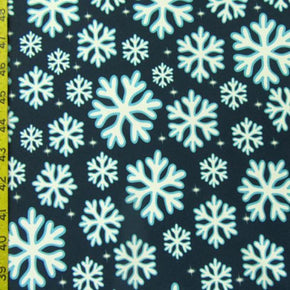  Dark Blue Snowflake Print on Polyester Spandex
