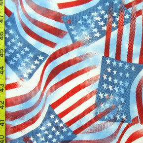 Multi-Colored US Flags Print on Polyester Spandex