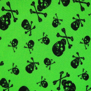  Neon Green Skull Print on Mesh