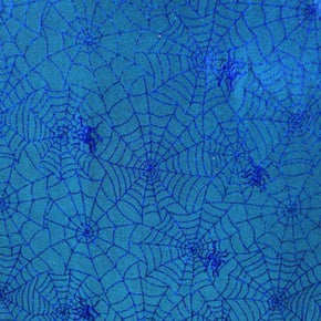  Blue/Turquoise/Blue Holographic Spider Web Metallic Foil on Polyester Spandex