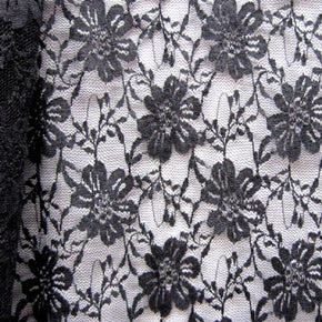  Black Fancy Floral Lace on Nylon Spandex