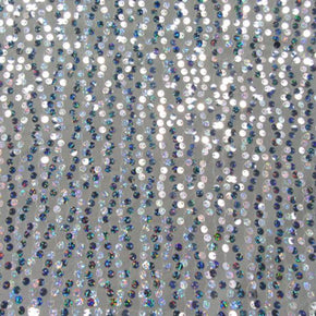  Silver/Gray Holographic 5mm Sequins on Stretch Mesh