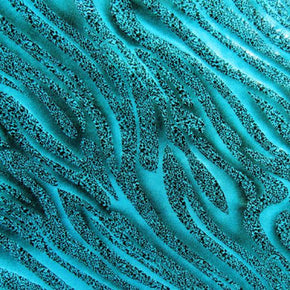  Turquoise/Black Shiny Metallic Holographic Snake Print Foil on Nylon Spandex
