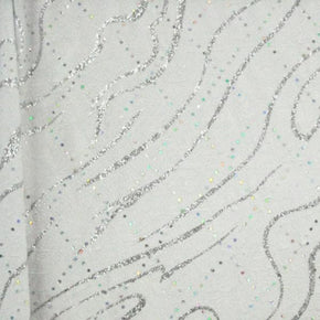  White Holographic Glitter Sequins Swirl on Polyester Spandex