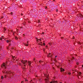  Fuchsia/Pink Holographic Sequins on Stretch Mesh
