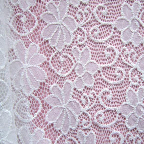  White Fancy Floral Lace on Nylon Spandex