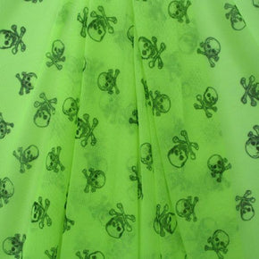  Green Skull Print Mesh on Nylon Mesh