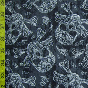 Multi-Colored Skulls Print on Polyester Spandex