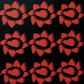 Red/Black Hearts Print Fabric
