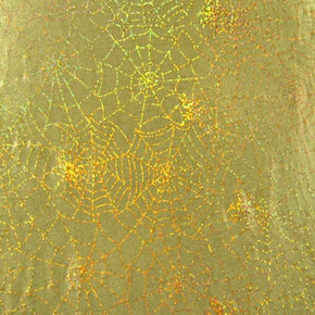  Gold Holographic Spider Web Metallic Foil on Polyester Spandex