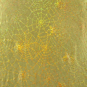  Gold Holographic Spider Web Metallic Foil on Polyester Spandex
