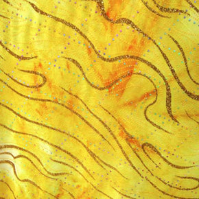  Gold Holographic Glitter Sequins Swirl on Polyester Spandex