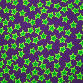  Lime/Purple Stars Print on Polyester Spandex