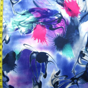 Multi-Colored Colorful Watercolor Print on Polyester Spandex