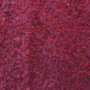  Red/Wine Shiny Fancy Squiggle 2mm Sequins on Spandex