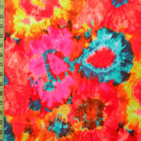  Fuchsia/Turquoise Floral Watercolor Print on Polyester Spandex