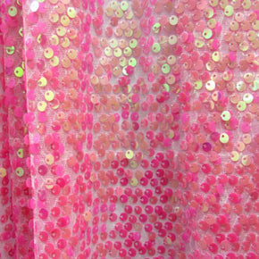  Pink/Light Pink Fancy Shiny Holographic Sequins on Mesh