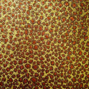 Gold/Copper Holographic Leopard Print On Vinyl Fabric