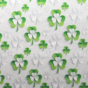 White Shamrock Print Fabric