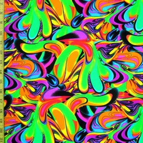 Multi-Colored Psychedelic Swirl Print on Nylon Spandex