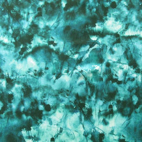  Teal blue Digital Watercolor Print on Polyester Spandex