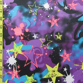 Multi-Colored Stars Print on Polyester Spandex