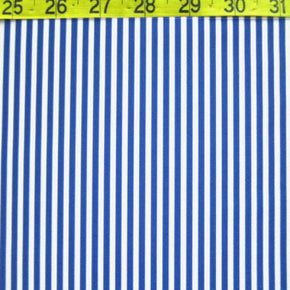 Blue/White Vertical Stripe Print on Polyester Spandex