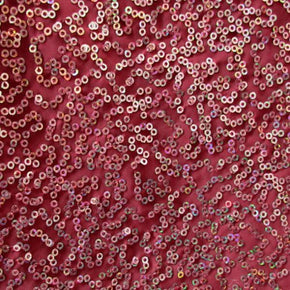  Pink/Wine Shiny Holographic Squiggle 2mm Sequins on Spandex