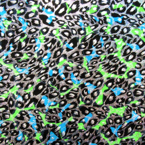 Multi Color Holographic  Foil Leopard Print Fabric
