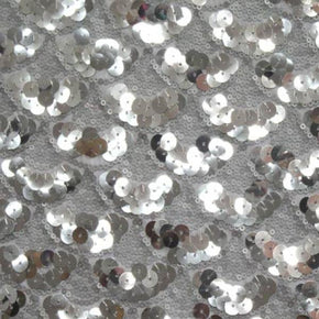  Silver/White Matte Shiny Sequins on Polyester Spandex