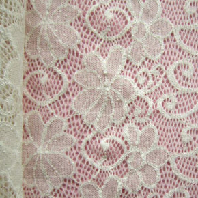 Off-White Fancy Floral Lace on Nylon Spandex