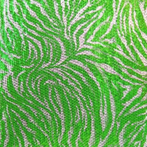  Silver/Green Tiger Print Metallic Foil Sequins on Polyester Spandex