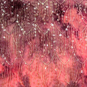 Pink/Burgundy 6Mm Flapper Sequin Fabric