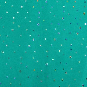  Jade Green Holographic Sequins on Mesh on Stretch Mesh