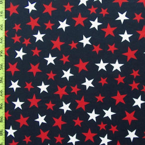  Red/White/Dark Blue Stars Print on Polyester Spandex