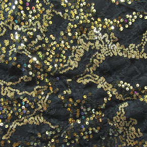  Gold/Black Sequins on Lace