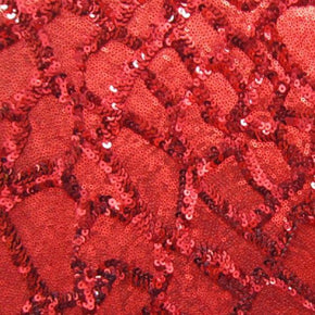 Red Sequins on Polyester Spandex