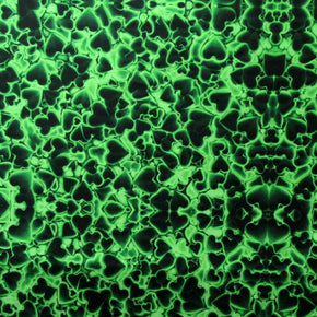 Green/Black Hearts Print Fabric