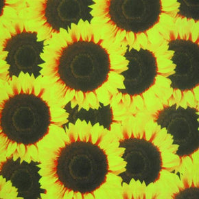 Multi-Colored Sunflowers Print on Polyester Spandex