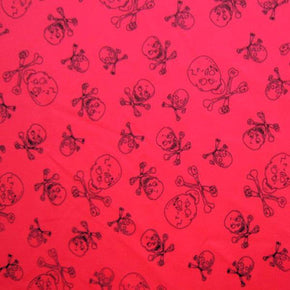  Shocking Coral Skull Print on Mesh