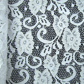  White Fancy Floral Lace on Nylon Spandex