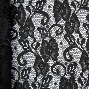  Black Fancy Floral Lace on Nylon Spandex