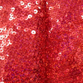  Red Holographic 5mm Sequins on Stretch Mesh