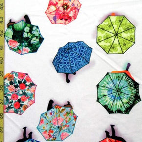 Multi-Colored Umbrella Print on Polyester Spandex