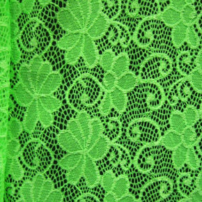  Neon Green Fancy Floral Lace on Nylon Spandex