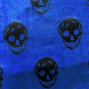  Royal Shiny Holographic Skulls Print on Nylon Spandex