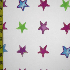  White Stars Print on Nylon Spandex
