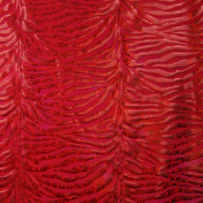  Red Holographic Tiger Pattern Metallic Foil on Polyester Spandex