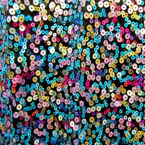 Turquoise/Fuchsia/Silver Holographic Sequins on Polyester Spandex