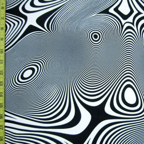  Black/White Zebra Stripe Swirls Print on Polyester Spandex